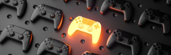 outstanding concept glowing gamepad multiple black joysticks background 3d rendering